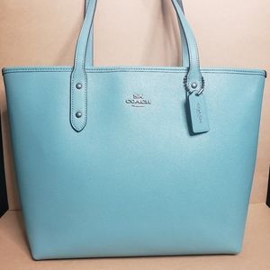 SOLD**********COACH Tiffany Blue Zip Top City Tote